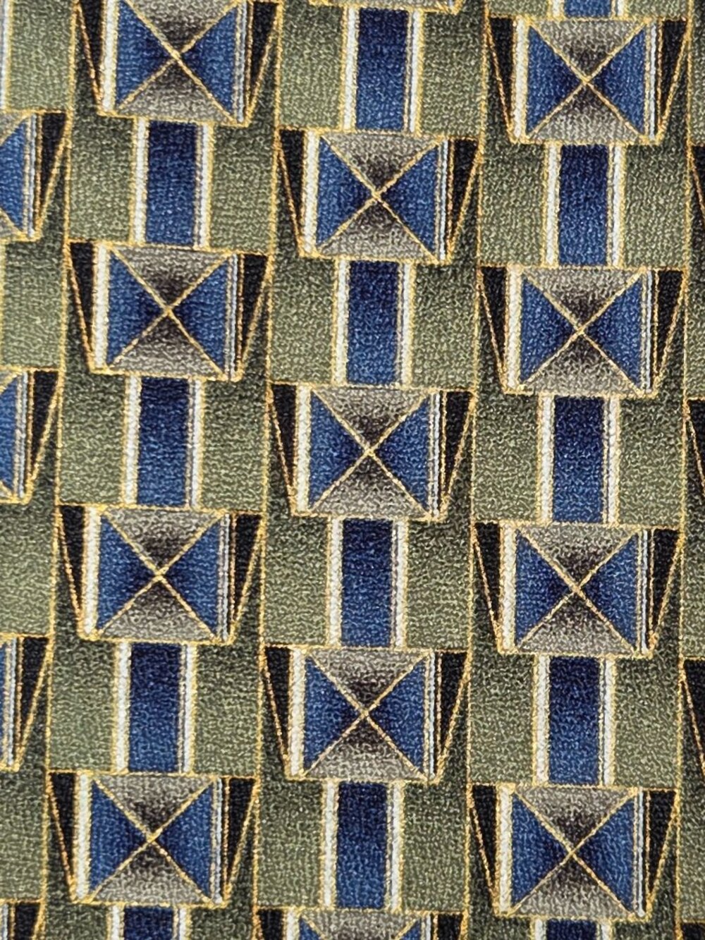City Streets Tie 3-D Square Blue & Multi-Color Geometric Pattern 3" Wide
